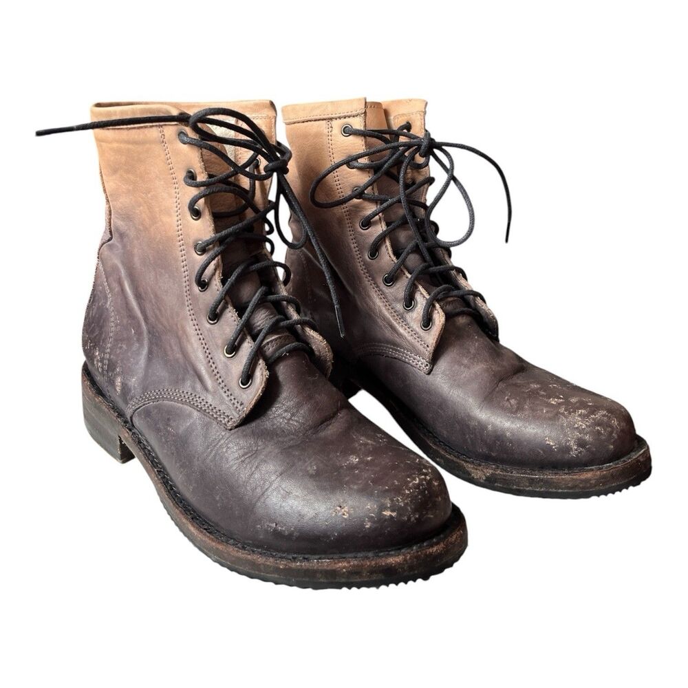 Freebird by Steven Charlie Combat Boots Dipped Dye Brown Distressed Ombre Size 8